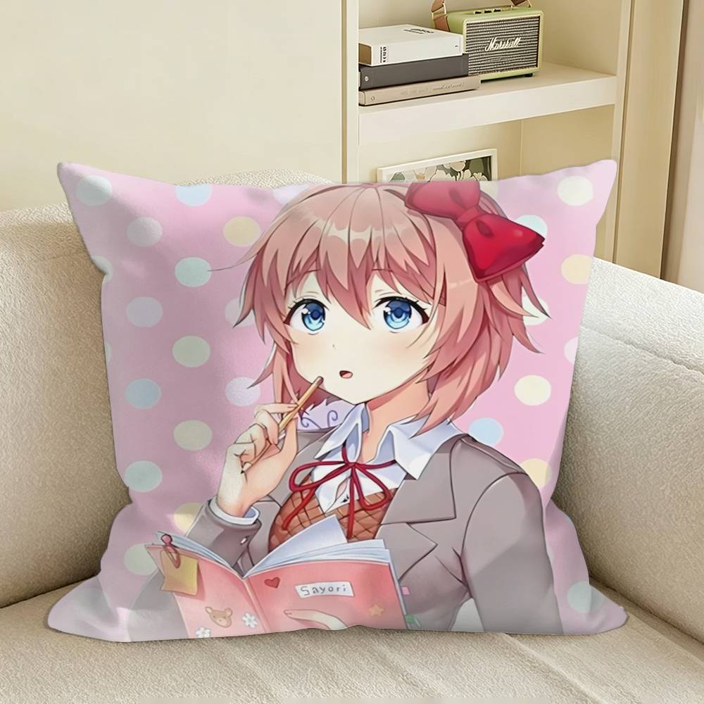 DDLC Game Sayori Square Sofa Pillow Cover Solid Color Living Room Home Decor Cushion Case