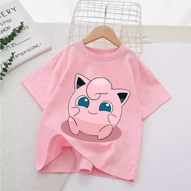 Pokemon Kids T-Shirts Anime Pikachu Jigglypuff Printed Shirts Tops Cartoon Boys Girls Summer Clothes Short Sleeves Tees New Gift