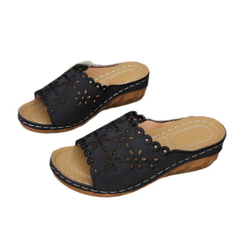 Summer New Wedge Slippers Women's 2025 Plus Size Muffin Thick Sole Open Toe Sandals