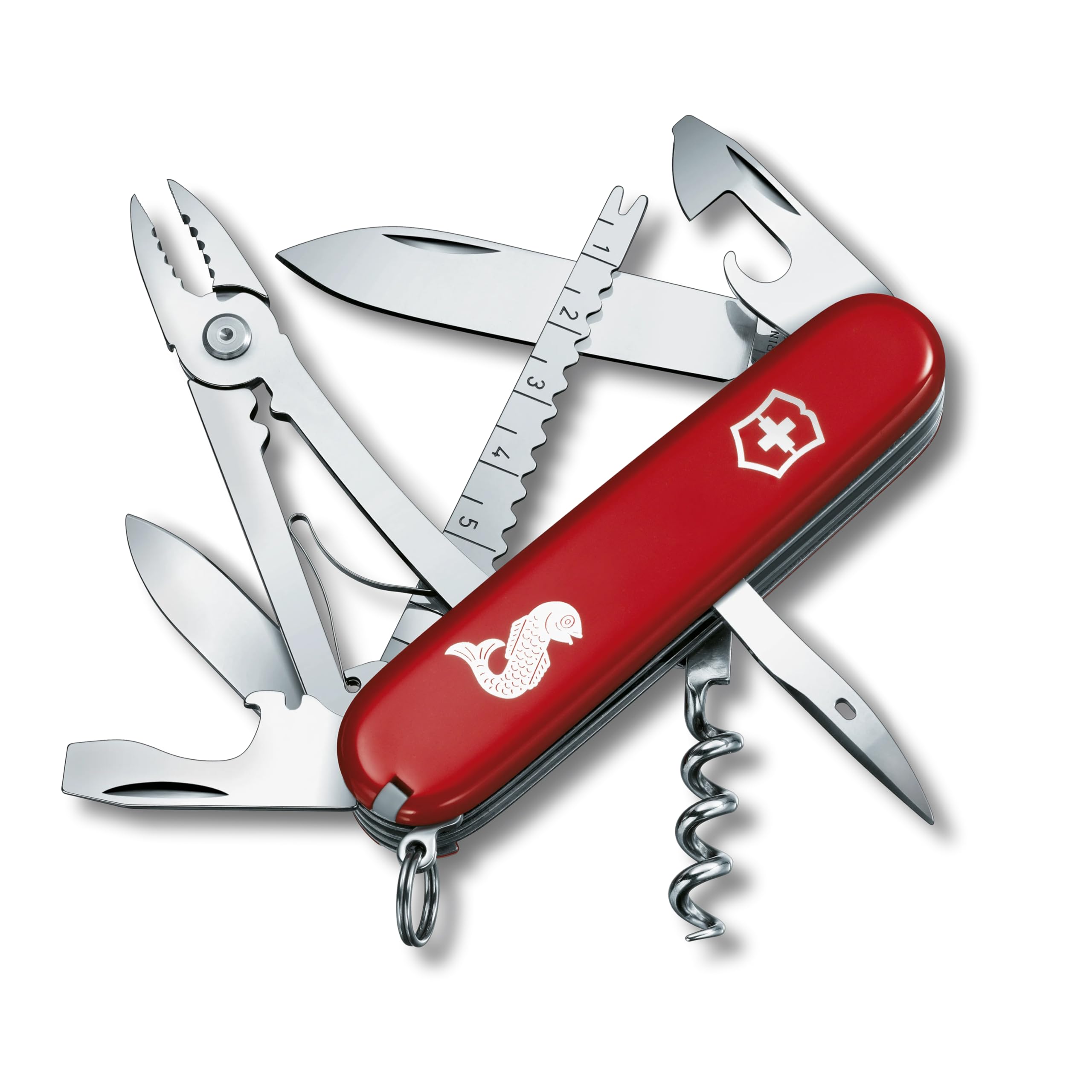 

VICTORINOX Angler Swiss Army Knife Knife for Hook and Scaler 19 Functions - Multi-functional Fishing, Camping, Pliers, Remover, - - Swiss-made