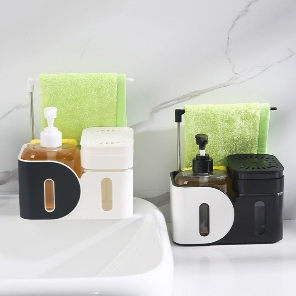 with Sponge Holder 4-in-1 Soap Dispenser Refillable Dual Soap Dispenser  Kitchen