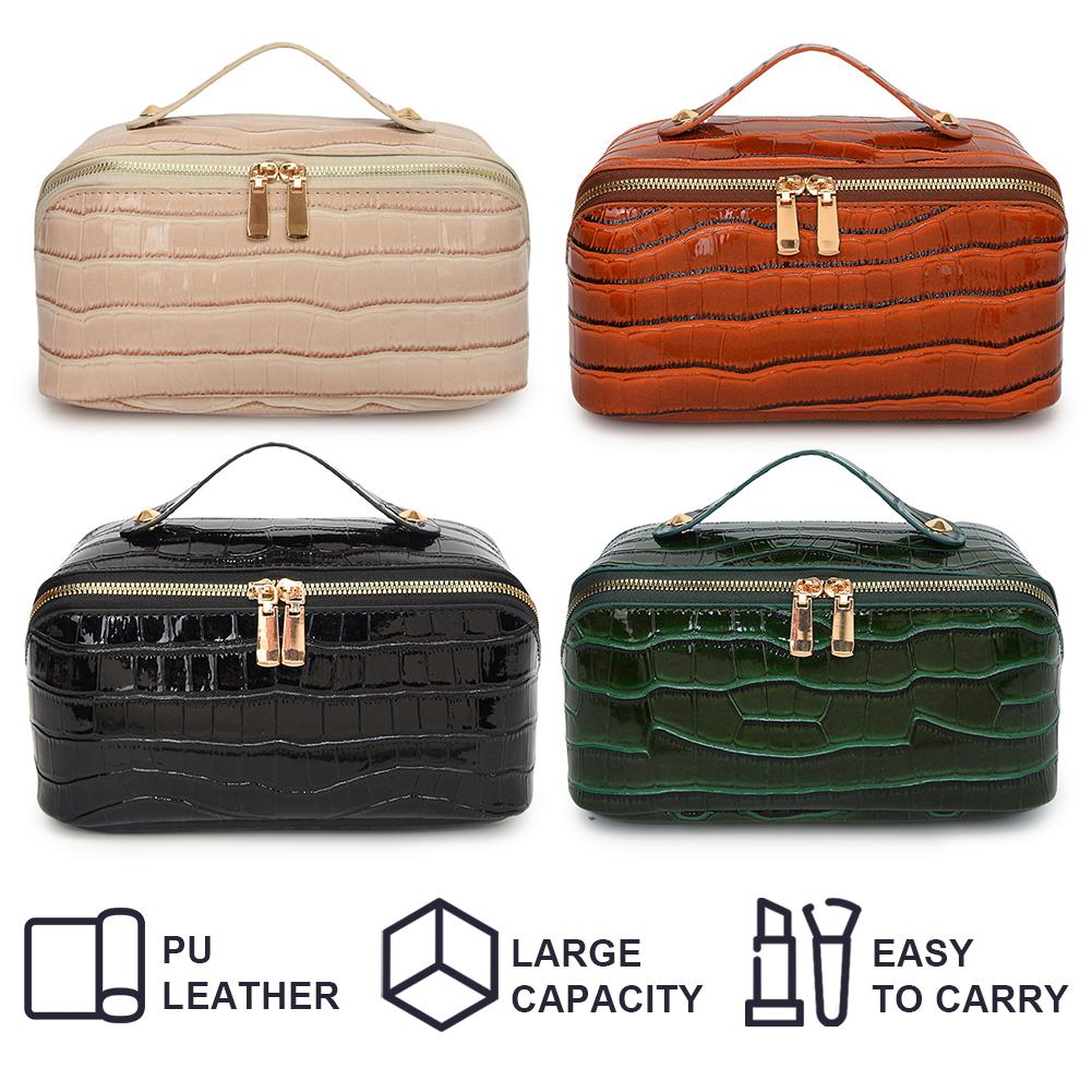 PU Leather Makeup Bag Simple Cosmetic Bag Large Capacity Travel Toiletry Bag Waterproof Skincare Holder Bag Makeup Storage Bag