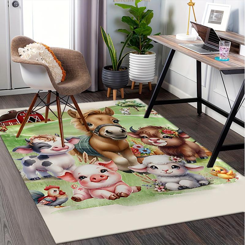 Chair Mat Office Carpet: Large Size, Cute Farm Animal Print, Home Decor for Sofa, Office Use, Gift Idea for Bedroom, Living Room & Various Rooms