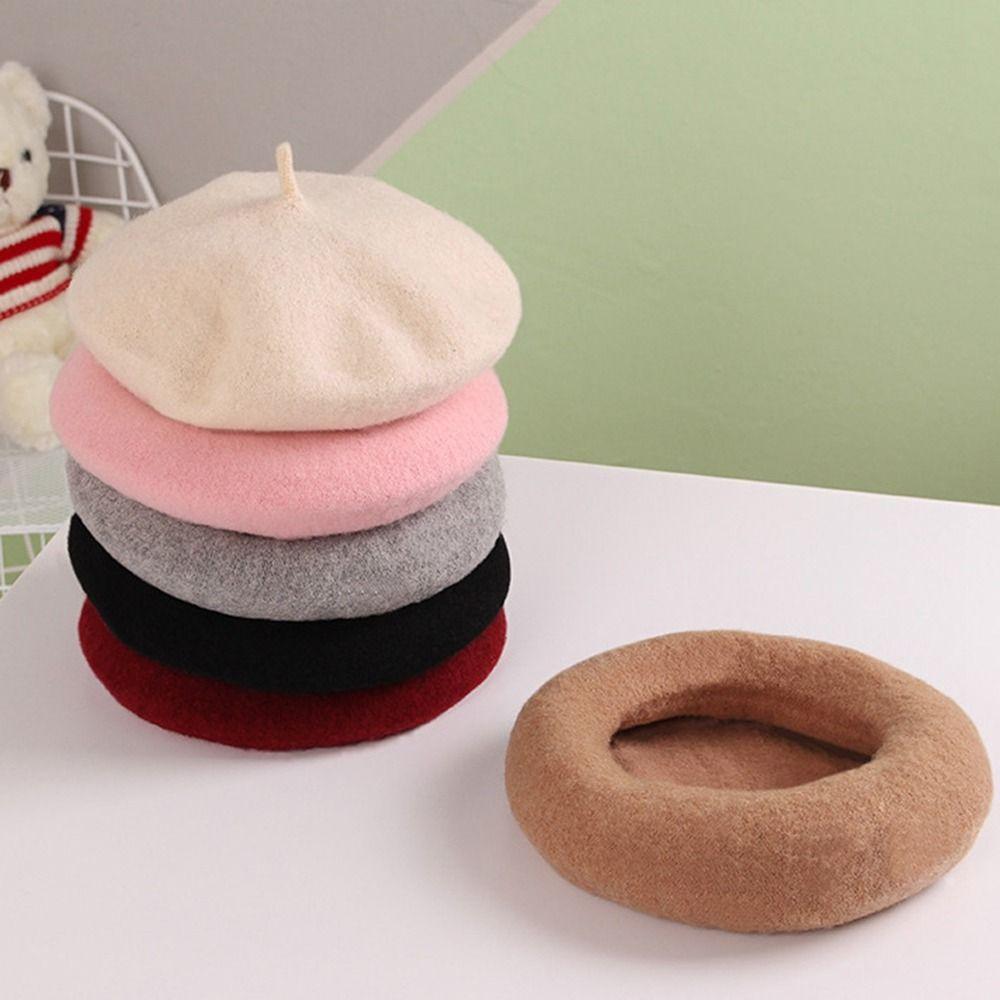 Farbe Warme Mütze Schiebermütze Kinderkappen Mädchen Baskenmütze Baby Wollmütze Kinder Baskenmütze Kinderkappen
