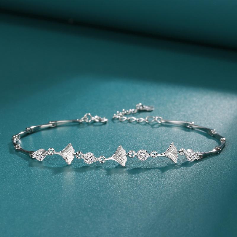 Forest Style S925 Sterling Silver Ginkgo Leaf Bracelet - Exquisite Women s Jewelry 925 Silver