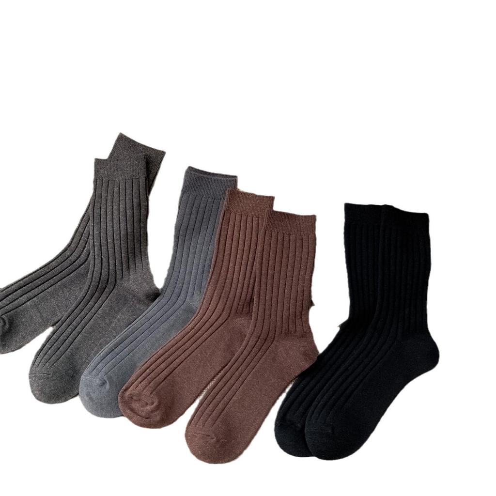Korean Style Plus Velvet Thick Warm Socks for Women and Men – Autumn/Winter Collection, Solid Color, Long, Versatile Wool Pile Socks