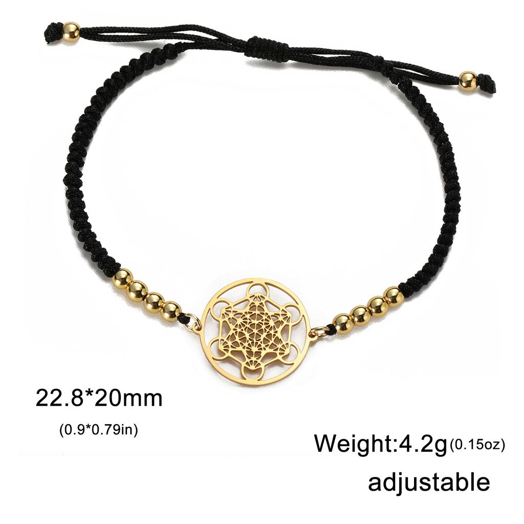 Edelstahl Erzengel Metatron Würfel Charms Armbänder Herren Damen Blau Rot Schwarz Seil Armband Amulett Heilige Geometrie Schmuck