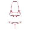 Womens Sheer Micro Bikini Set Halter Bra Top-G string Thong Swimsuit