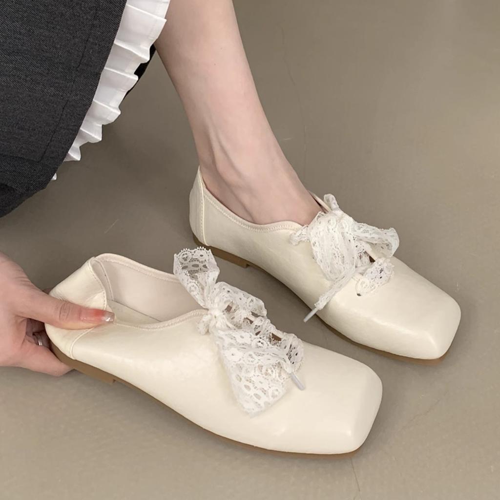 Women's Fashion Thick Heel Shoes Spring New Square Head Front Lacing Anti-slip Wear-resistant High Heels