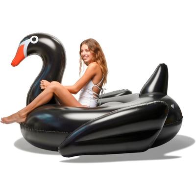 Cooler 190cm Schwarzer Schwan Riesiger Pool-Schwimmring Aufblasbarer Kreis Schwimmringe Reittier Aufblasbare Matratze Schwimmendes Bett Sommerparty Pool