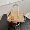 Retro Korean-Style Solid Color Boston Handbag - Women's Single Shoulder Crossbody Bag