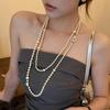 Luxury Beaded Cubic Zirconia Pearl Necklace - Layered Design for a High-End Feel