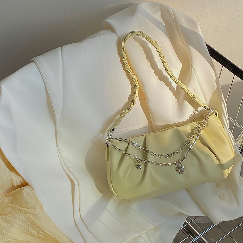 Designer Handtasche Damen Sommer Neu PU Plissee Wolke Quadratische Ein-Schulter-Tasche Schlicht und Vielseitig Liebeskette Achseltasche