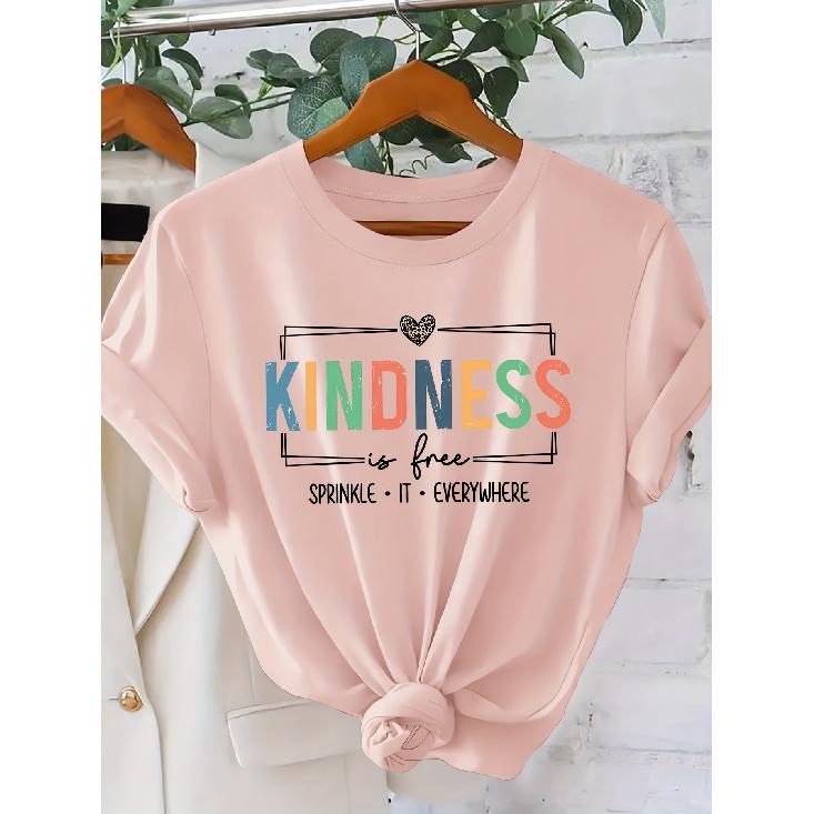 „FREUNDLICHKEIT ist kostenlos“ Bunte und süße Charity-Drucke T-Shirt Elegante Vintage-Damenkleidung, ein Geschenk für die Schulanfangszeit Schön