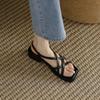 Brown Sandals Women's 2025 New Versatile Retro Open-toed Woven Hollow Roman Flat-bottomed Beach Comfortable Women's Sandals