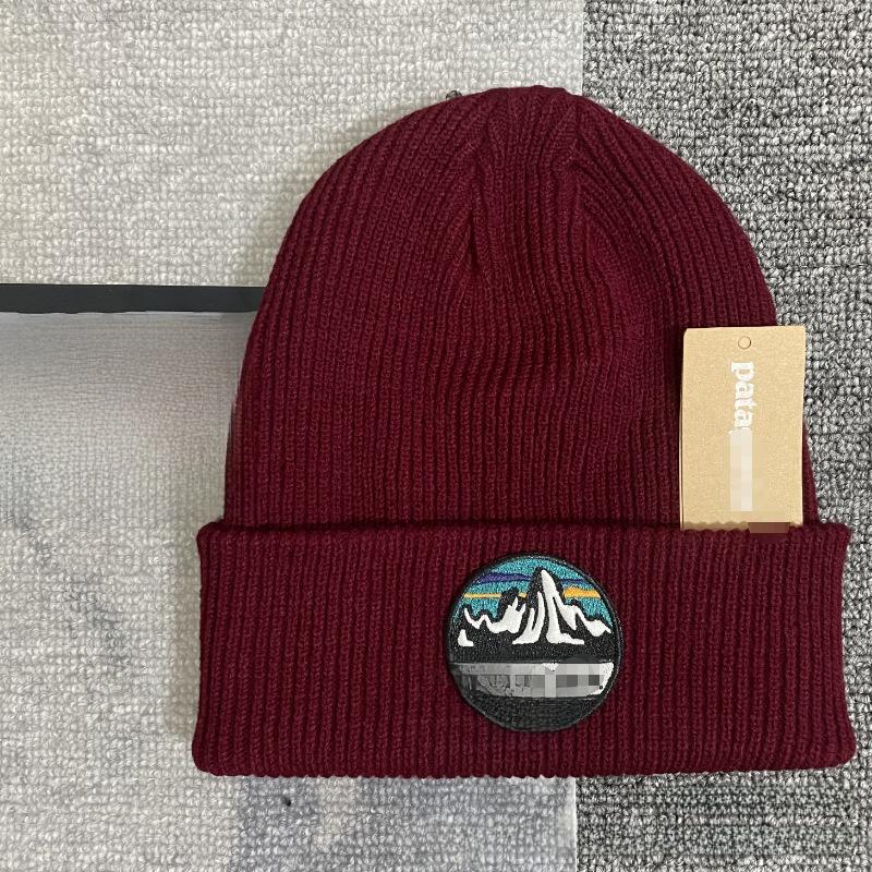 

Зимняя шапка вязаная уличная ветрозащитная украшение снежная гора модная теплая шапка Deep Red