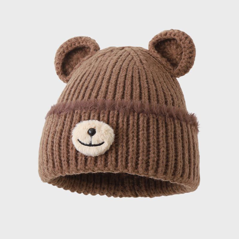 Cute Bear Hat For Women Winter Warmth Knit Windproof Cap For Casual Wear