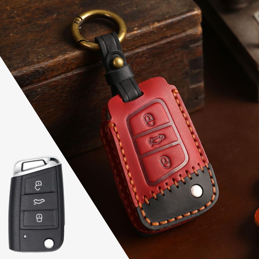 Anwendbar auf Volkswagen Schlüsseltasche Passat Golf Maiteng Crazy Horse Leder Schlüsseltasche Leder Auto Schlüsselanhänger
