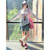 No price reduction #Painted fun printing slanted shoulder sunscreen blouse women's thin loose long-sleeved t-shirt top