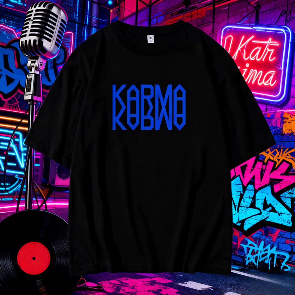 Karma Retro Microphone Vinyl Record Graffiti Neon T-Shirt