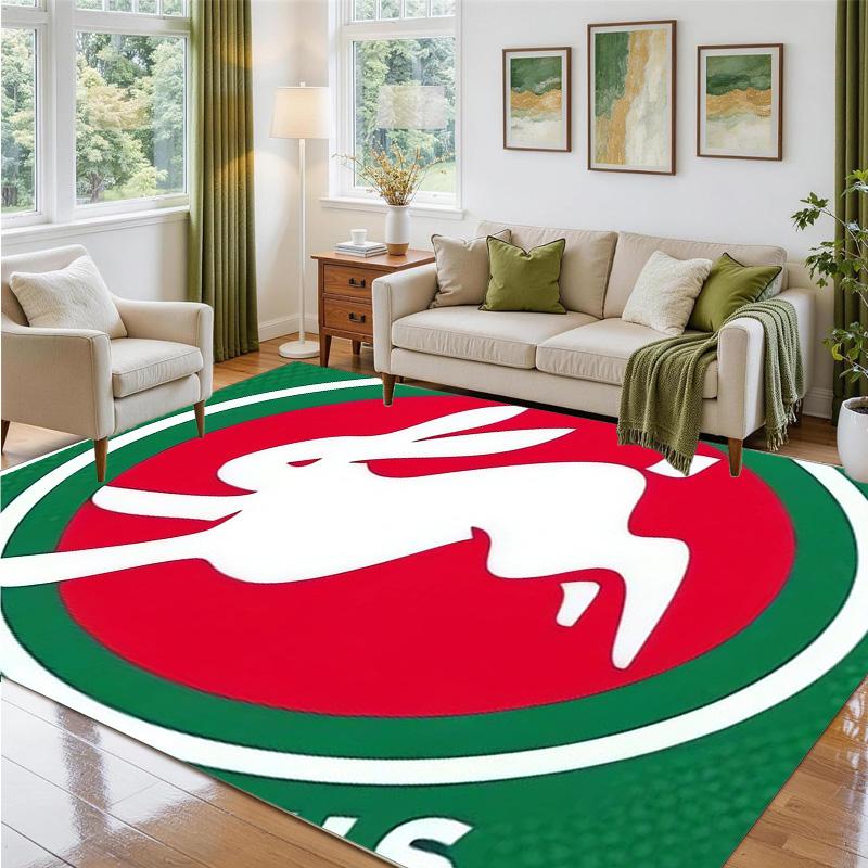 South Sydney Rabbitohs Design Crystal Velvet Rug Soft Decorative Mat for Bedroom Entrance
