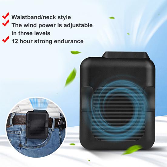 Summer Portable USB Hanging Clip on Waist Belt Neck Hands-free Air Cooling