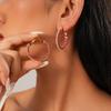Wind Flocking Geometric Square Round Silver Needle Earrings Ankola Red Autumn and Winter Earrings
