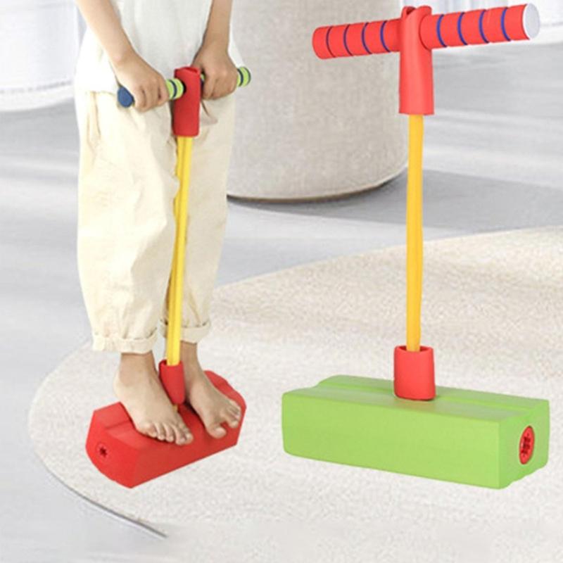 Toddler Friendly Foam Bounce Stick Safe Indoor Outdoor Bouncing Toy with Sound and Glowing Handlebar