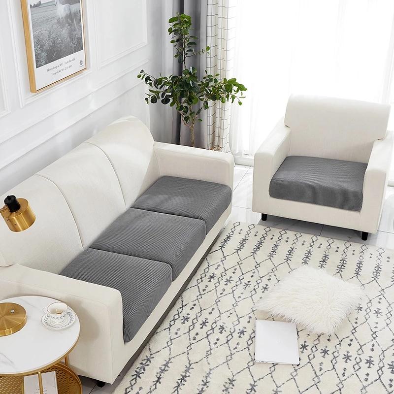 Jacquard Water Resistant Sofa Cushion Covers Elastic Grey Sofa Seat Cover For Living Room Furniture Protector For Young Students Removable