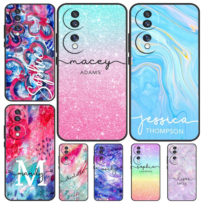 Personalised Name watercolour Case For Honor Magic 5 Lite Pro 50 70 90 8X 9X X6 X7 X8 X9 Honor X6a X7a X8a X9a X9b Cover