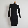 Fall and Winter New Arrival Half-High Collar Long Sleeves Knitting Dress Women's Clothing Silm Slim Looking Inner Match Mid-Length Bodycon Dress