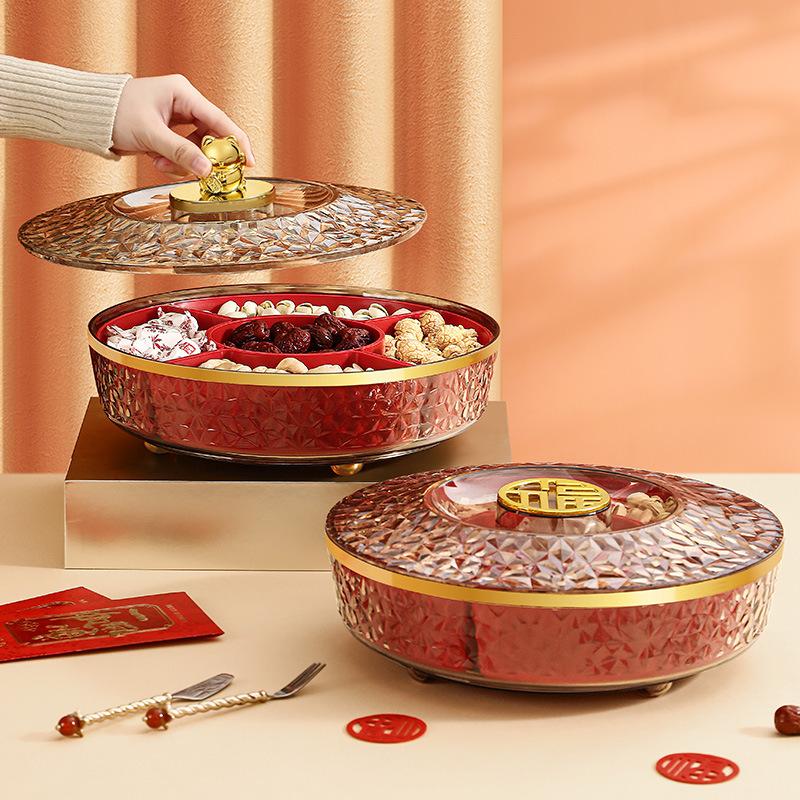 Chinese New Year Festive Candy Box Living Room Household Light Luxury Dried Fruit Plate High Value Melon Seed Snack Storage Box House Warming