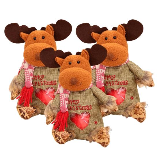 3Pcs Christmas Gift Bags Snowman Santa Elk Patterns Decorative Candy Bags