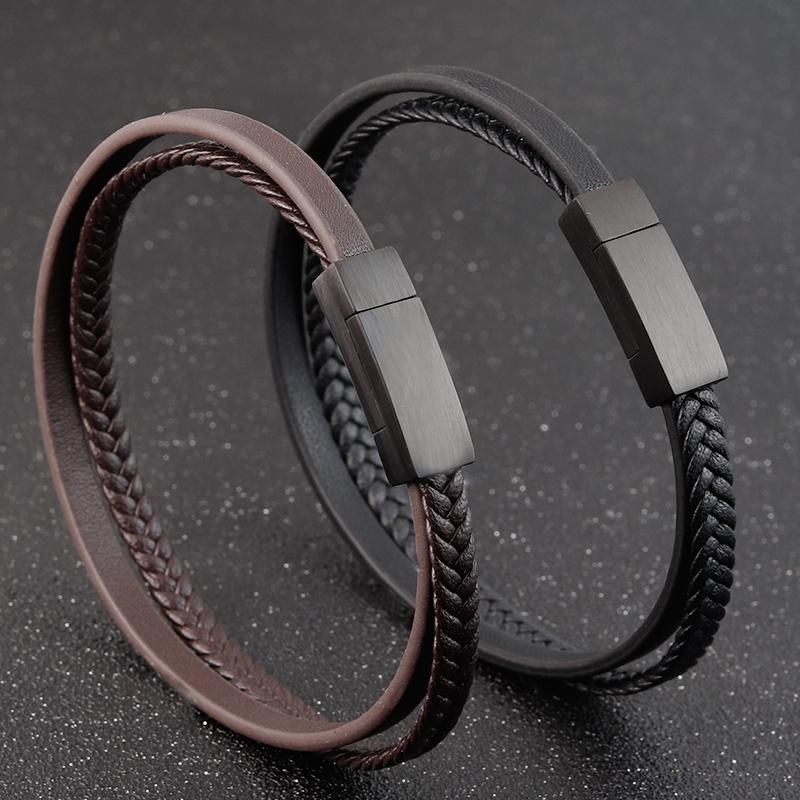 Special Luxury Style Leather Combination Splicing Men's Leather Bracelet Three Colors DIY Size New Year's Surprise Gift