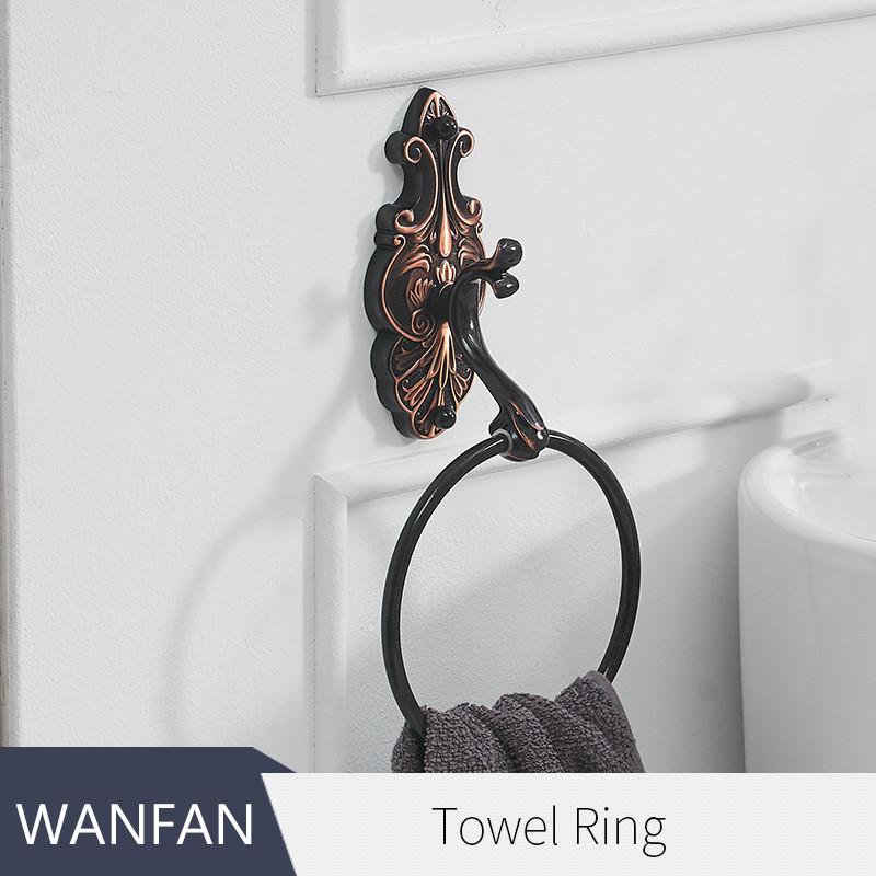 Robe Hooks European Style Brass Black Hangers For Clothes Towel Rack Clothes Hook Home Decoration Bathroom Hardware Set WF-88801