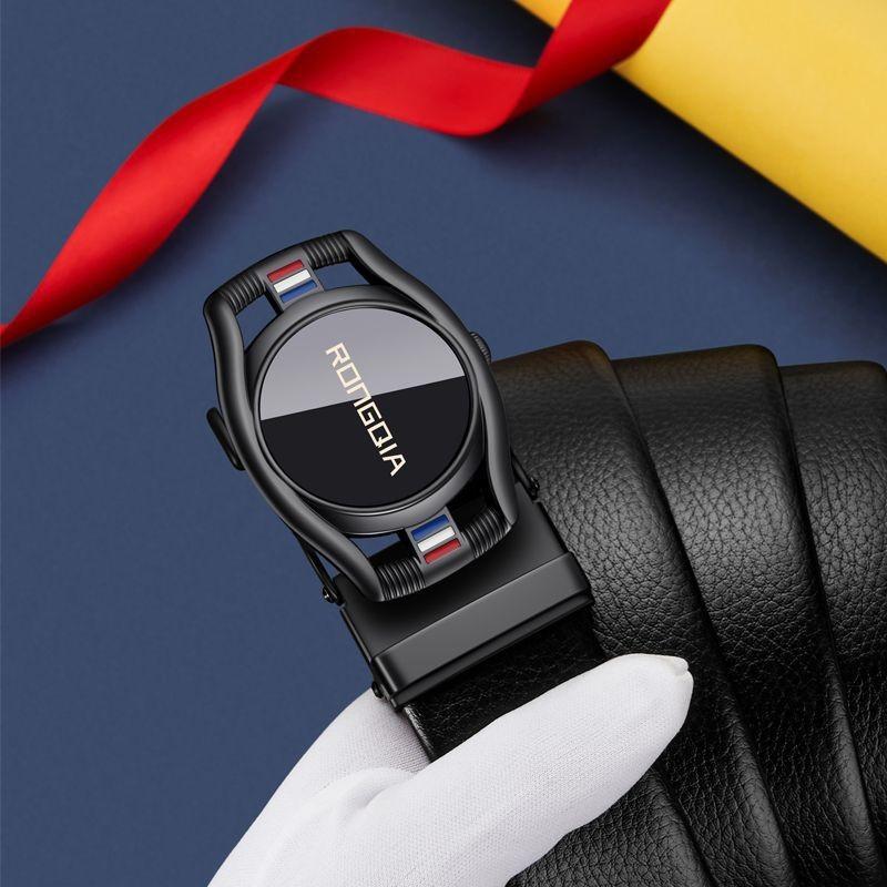 Stylish Automatic Buckle Black Belt For Young Men Casual Business Wear 105cm To 125cm