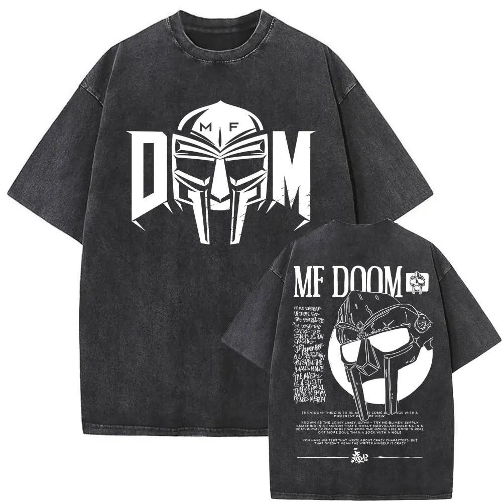 Washed Vintage Rapper Mf Doom MM FOOD Graphic Print Tshirt Men Women Hip Hop Fashion T-shirts Male Casual Oversized Streetwear
