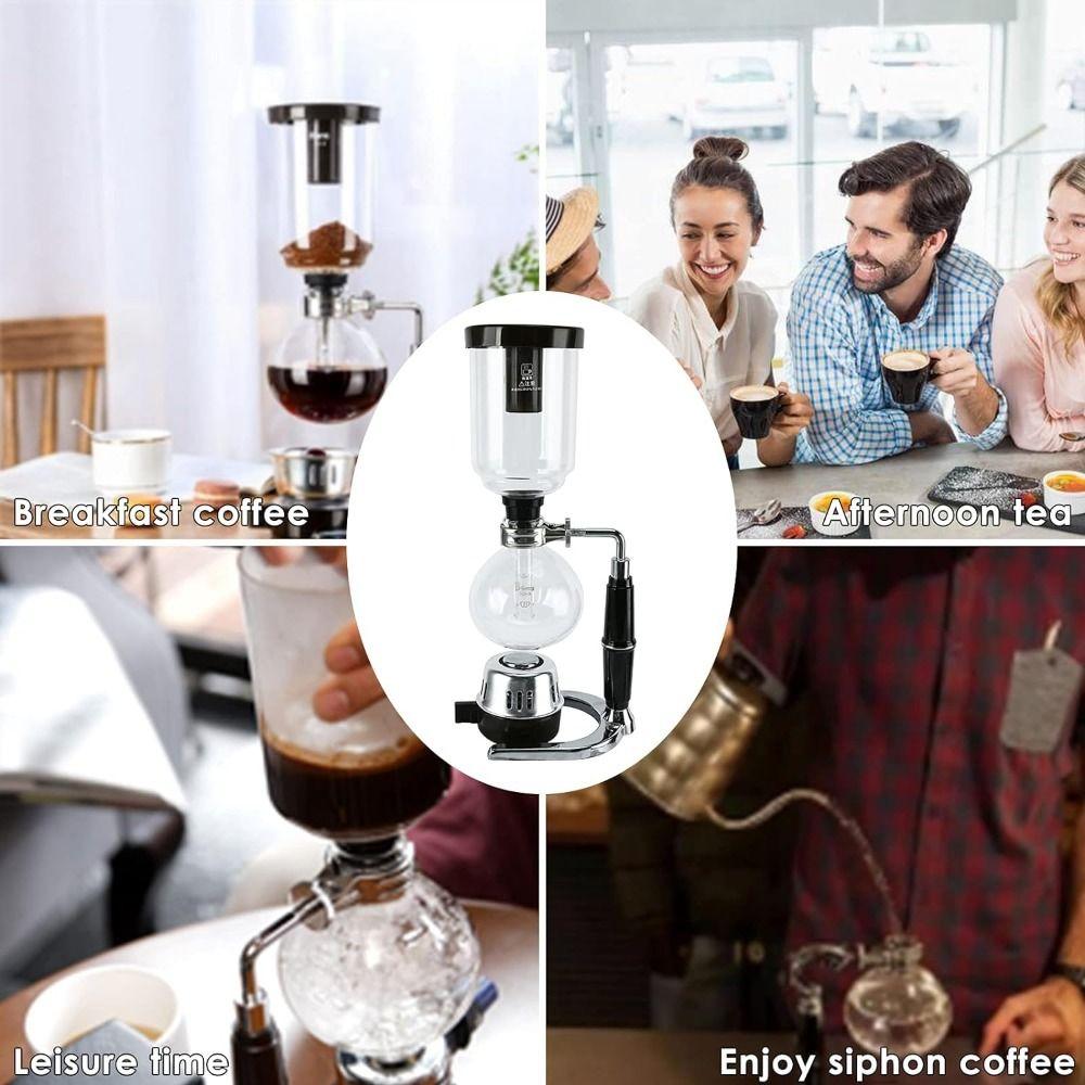 3/5 Cups Vacuum Coffee Brewer Heat-Resistant Coffee Pot Durable Hot Tea Maker Machine Friends