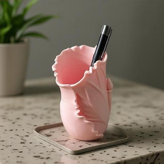 Storage Ornament Large-Capacity Desktop Organizer with 3D Printed Leaf Design Home Office Storage Holder Home Decor