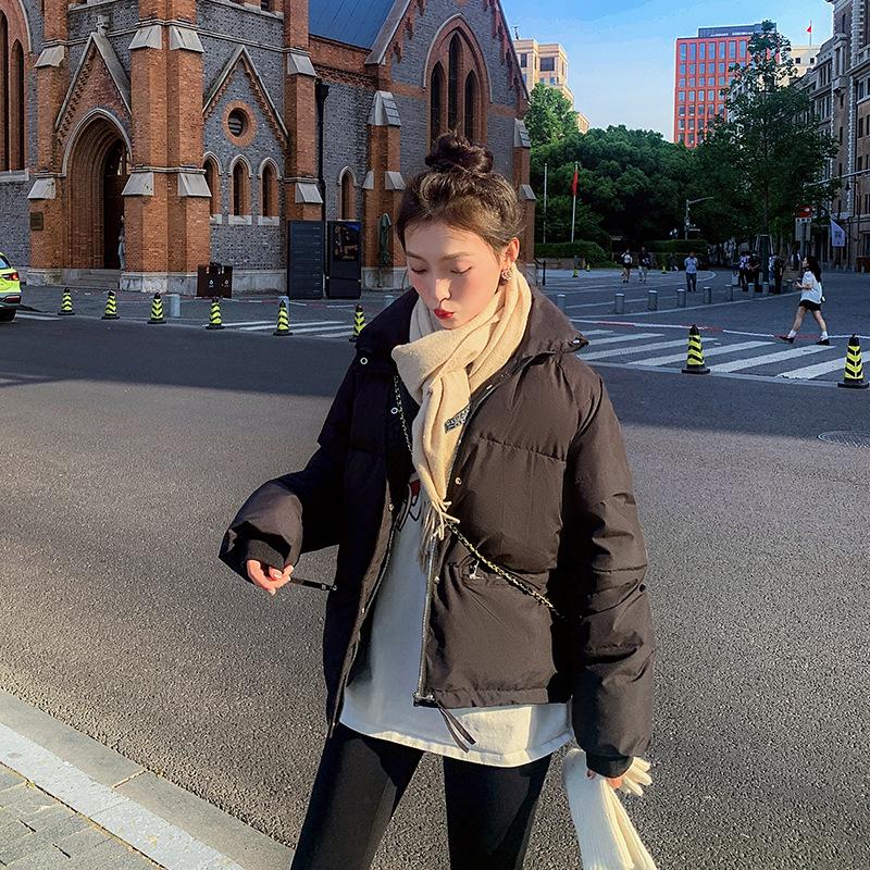 

Короткая куртка женская зимняя маленькая Ins в Гонконгском стиле толстое пальто из хлопка хлопковое женское пальто 2XL чёрный