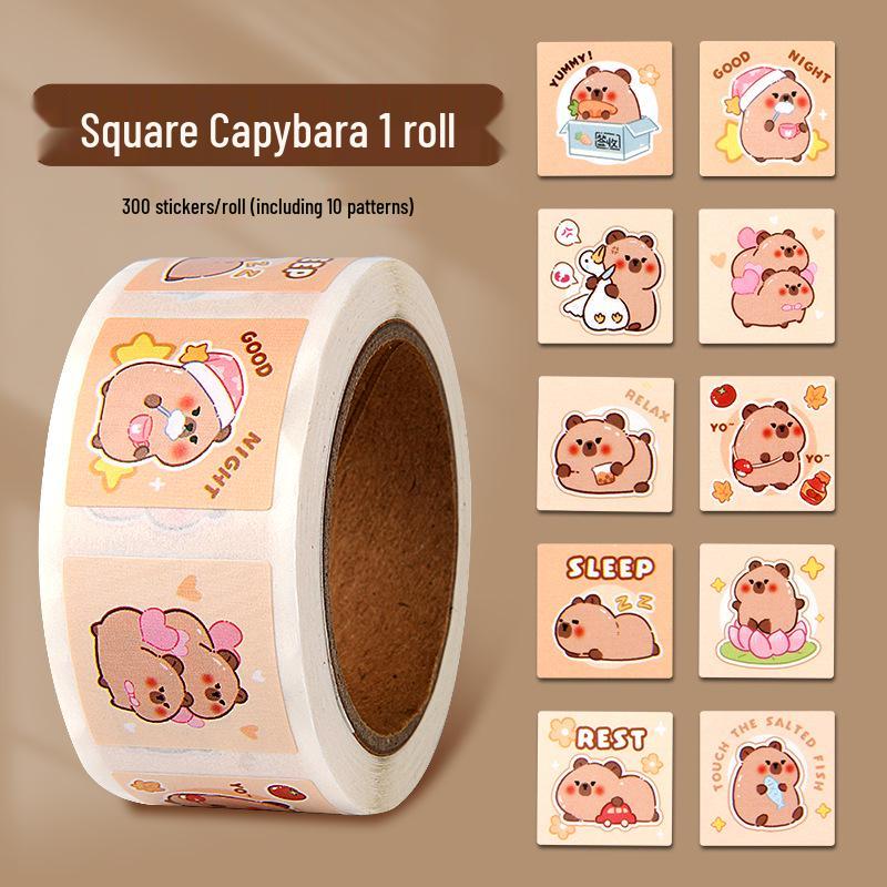 

Милые мультяшные наклейки с капибарами - Самоклеящийся декор для дневника своими руками