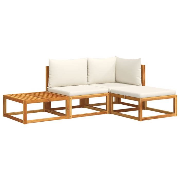VidaXL Ensemble de canapés de jardin 4 pièces avec coussins en bois d'acacia et corde 3278847