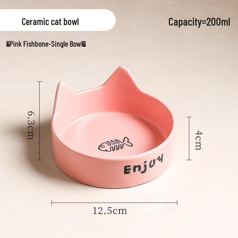 Creative Ceramic Cat & Dog Bowl: Anti-tip, Straight Rim, Creamy Style Pet Feeder.