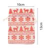 Linen Wedding Favor Elk Snowman Drawstring Pouch Jute Gift Bags Merry Christmas Candy Organizer