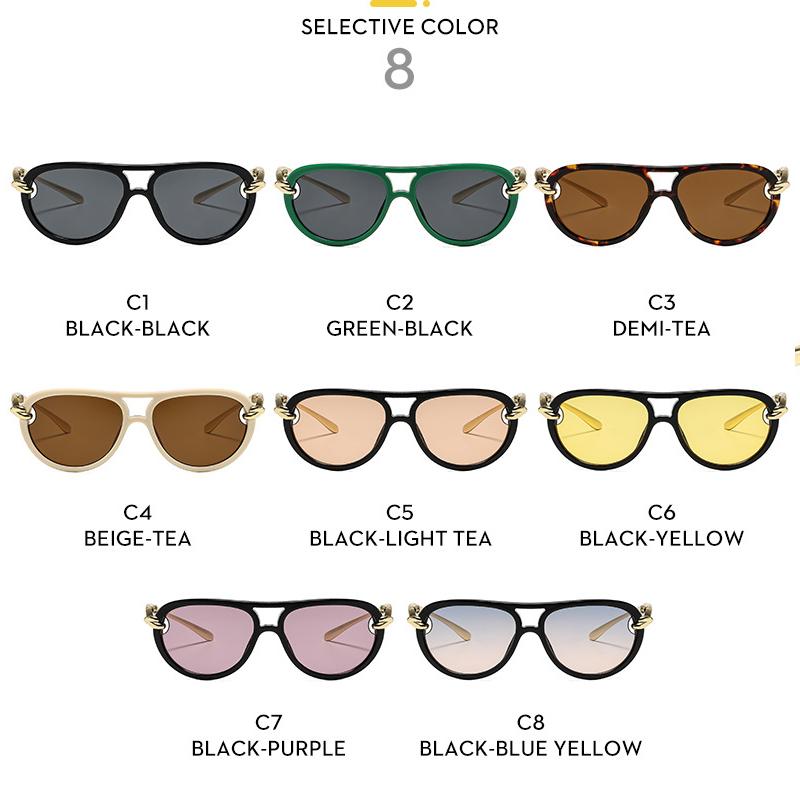  Ins Popular Fashion Double Bridges Pilot Women Luxury Sunglasses Brand Designer Oval Hollow Shades UV400 Men Sun Glasses