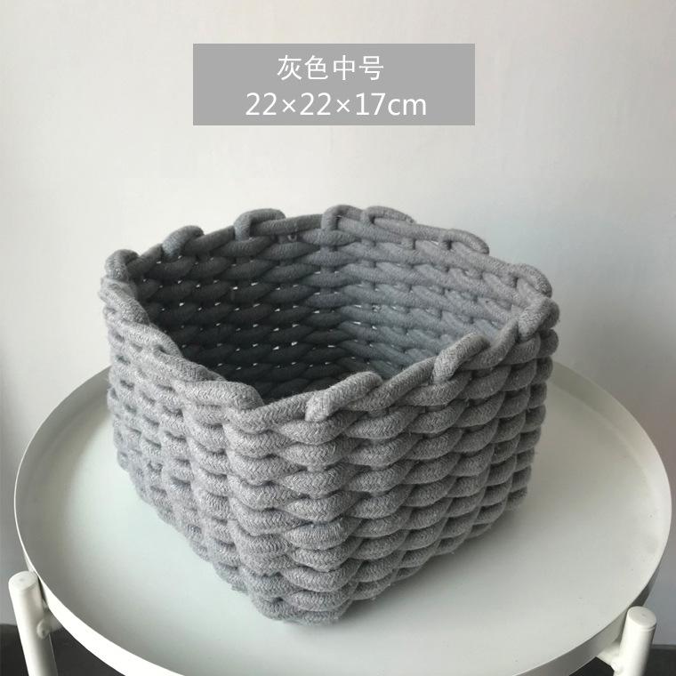 Nordic Cotton Line Ručně tkaný úložný košík z hrubého lana Jednoduchý stolní organizér Box na dětské hračky, svačiny, klíčenky, kosmetické drobnosti