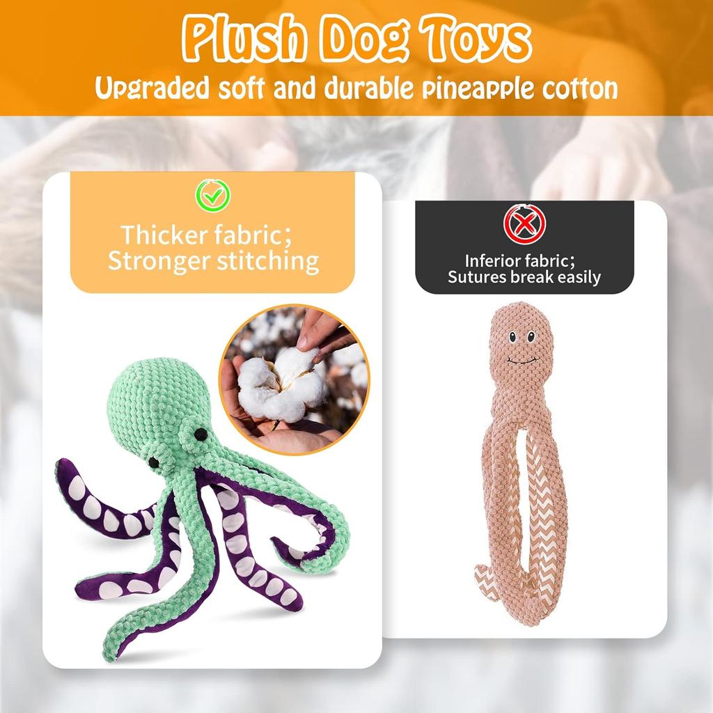 Interactive Chew Octopus Plush Toy Dog Dental Care Furniture Protector Green