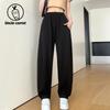 Gray sweatpants women's loose straight spring and autumn new casual wide-leg banana pants small sweatpants