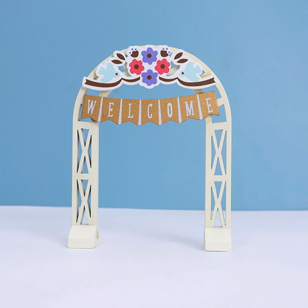 Zakka Ornamento Cerimonia Nuziale Fai da te Mini Statuetta Gatto Mini Arco Nuziale Giocattolo Decorazione Torta