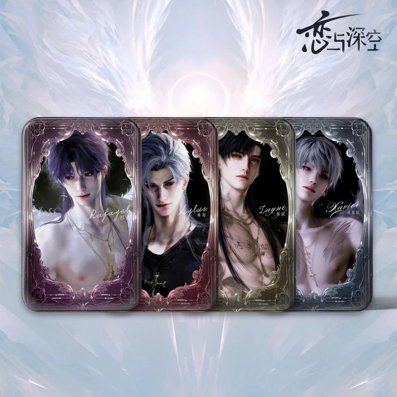 2025 1/4Pcs Love and Deepspace Sylus Rafayel Zayne Xavier Anime Square Badge Emblem Zinc Alloy Feather Brooch Cartoon Gifts